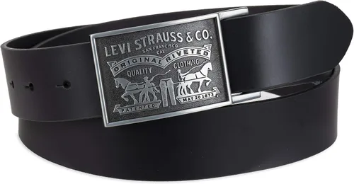 Miniatura 2 de Levis Cinturón de cuero para hombre con hebilla de placa Negro