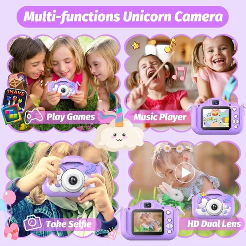 Miniatura 2 de Cámara para niños mejorada, regalos de Navidad y cumpleaños para niñas y niños, cámara de video digital selfie de 1080P HD para niños pequeños
