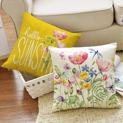 Miniatura 4 de Juego de 4 fundas de cojín decorativas de primavera para exteriores de 16 x 16 pulgadas, diseño de flores de jardín, patio, decoración del hogar