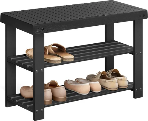 Miniatura 13 de SONGMICS Estante para Zapatos con Banco, Organizador de Almacenamiento de Zapatos de Bambú de 3 Niveles, Banco de Entrada, Soporta hasta 286 lb