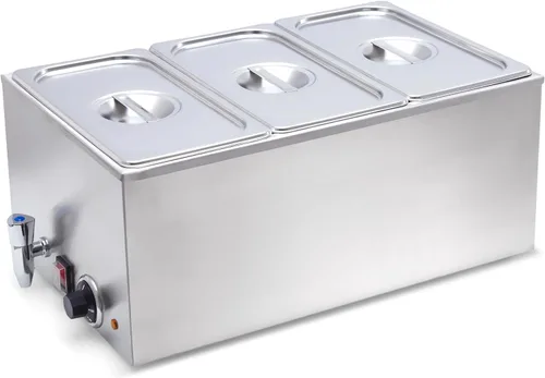 SYBO Calentador de alimentos comercial para mesa de vapor, servidor de buffet, acero inoxidable para catering y restaurantes, calentador eléctrico