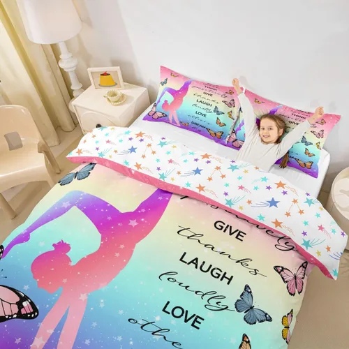 Miniatura 19 de Erosebridal Juego de funda de edredón negra mágica para niñas, tamaño individual, diseño de princesita para niños pequeños, funda de edredón rosa