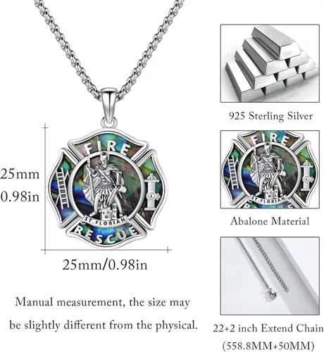 Miniatura 529 de Collar con colgante de plata de ley 925 con medalla de San Patrón, joyería religiosa para hombres y mujeres, con cadena de acero inoxidable 316L
