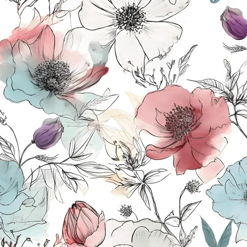 Miniatura 10 de Papel tapiz floral de acuarela para despegar y pegar, papel de contacto de flores morado/blanco/rosa, papel de pared botánico, autoadhesivo