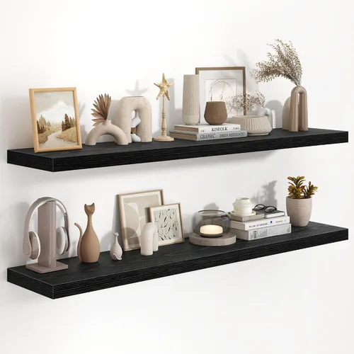 Miniatura 20 de Fun Memories Estantes flotantes de 48 pulgadas, estantes de pared de 9.3 pulgadas de profundidad para baño, sala de estar, dormitorio, cocina