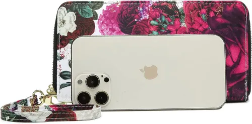 Miniatura 159 de Cartera de mano para mujer, estilo bohemio, con RFID, elegante, espaciosa con correa para viajes, capacidad para tarjetas, teléfono, dinero