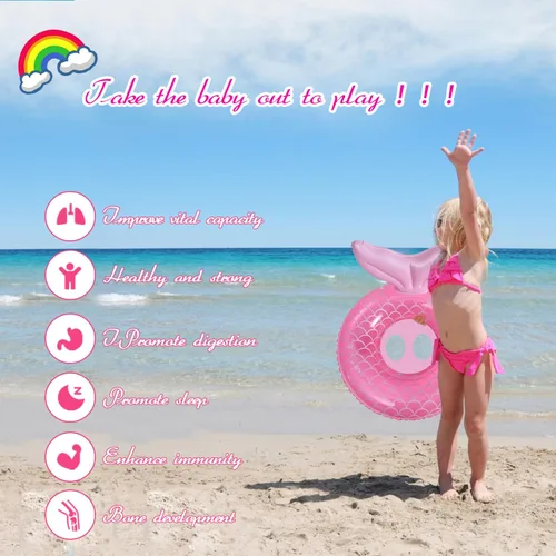 Miniatura 7 de ZEYGLXC Flotadores de piscina para bebés de 6 a 48 meses, anillo inflable de natación con asiento y asa para bebés y niños pequeños, entrenamiento