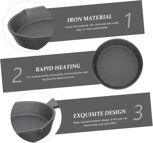 Miniatura 6 de Yardwe Sartén Mini Sartén Cuerpo de Hierro Resistente Ideal para Cocinar Tortilla Desayuno