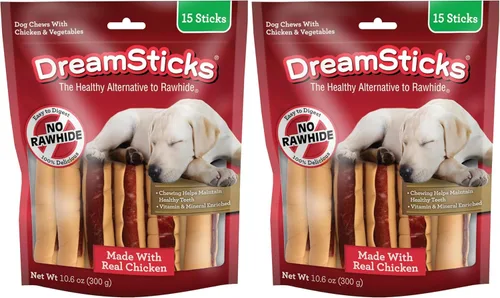Miniatura 13 de DreamBone DreamSticks - Palitos masticables para perros sin cuero crudo hechos con carne de res y verduras reales, 15 palitos
