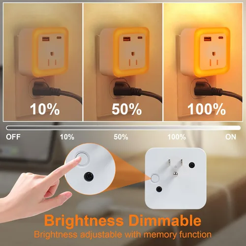 Miniatura 4 de JackonLux Luces nocturnas enchufables a la pared, paquete de 2 luces de reserva con batería recargable, sensor de atardecer a amanecer, luz nocturna