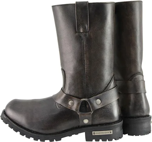 Miniatura 5 de Milwaukee Leather MBM9005 - Botas de motocicleta con arnés de punta cuadrada clásica de 11 pulgadas para hombre