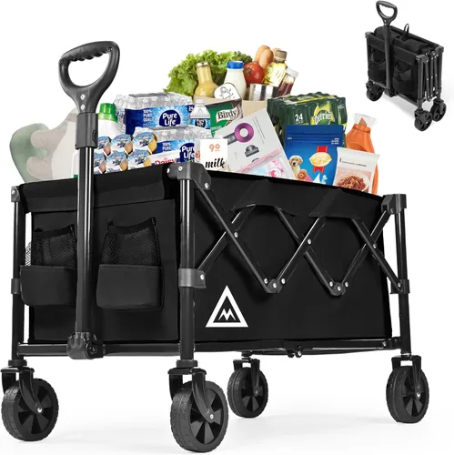 Miniatura 13 de Carro de Compras Plegable con Ruedas Grandes para Playa, Jardín, Exterior, Utilidad Todo Terreno, Carga Pesada, Carros de Compras Portátiles