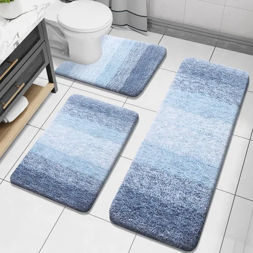 Miniatura 37 de Arotive - Juego de alfombras de baño de 3 piezas, alfombras de baño extra suaves y absorbentes, alfombrillas de baño lavables a máquina y que se