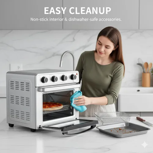 Miniatura 7 de HealSmart Combo de horno tostador 4 en 1, horno de convección de encimera grande de 26 cuartos con horno, asar, asar y deshidratar, incluye sartén