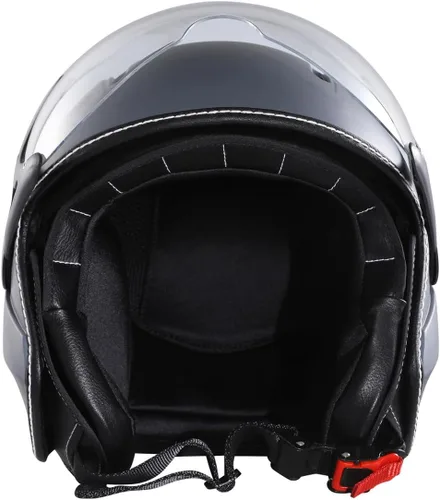 Miniatura 3 de Harssidanzar Casco de motocicleta con visera única, cara abierta, motocicleta, scooter, ciclomotor, casco crucero, aprobado por DOT, para hombres
