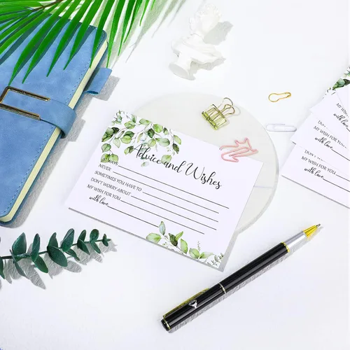 Miniatura 3 de Zonon 50 tarjetas de consejos y deseos, sin revestimiento, para boda, libro de visitas impreso de peso pesado para la novia y el novio, baby shower