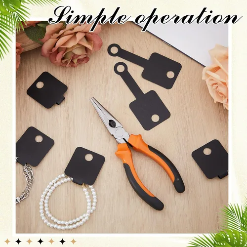 Miniatura 7 de Ctosree 1000 unidades de pulseras autoadhesivas para exhibir tarjetas, collares, tarjetas de venta para llavero, aretes, collar, banda para el Negro