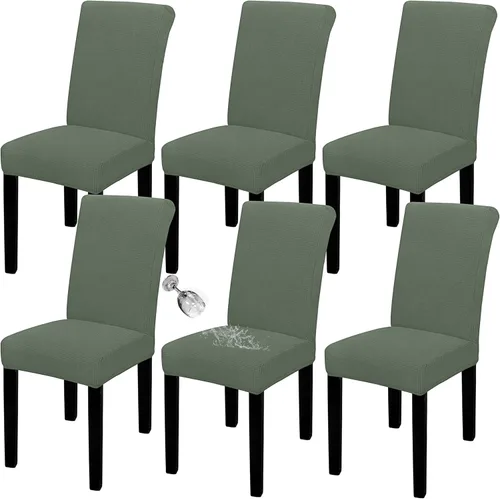 Miniatura 28 de Easy-Going - Juego de 2 fundas para sillas de comedor 100% impermeables, de tela Jacquard elástica, fundas protectoras removibles y lavables
