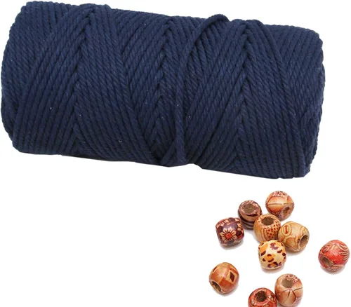 Miniatura 30 de Cordón de macramé de 1/64 pulgadas (0.157 in) de color rosa claro, hilo de algodón natural para tejer a mano a mano, 4 hebras para colgar