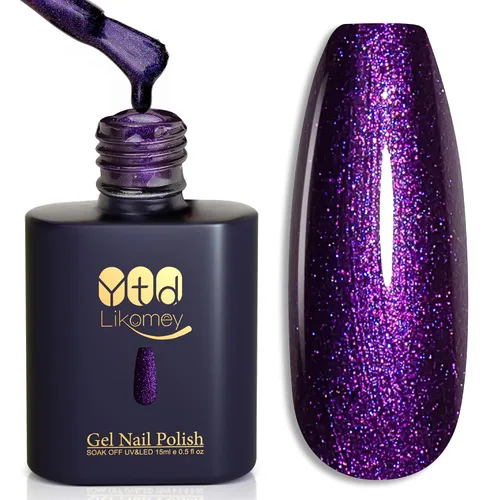 Miniatura 26 de YTD Likomey Juego de esmaltes de uñas de gel Cat Eye, 8 colores de verano con purpurina magnética de cristal con barra magnética, plateado, verde