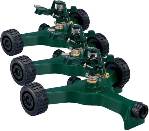 Orbit 58148 Rociador de impacto de zinc de 1/2 pulgada con base de rueda de metal (paquete de 3)