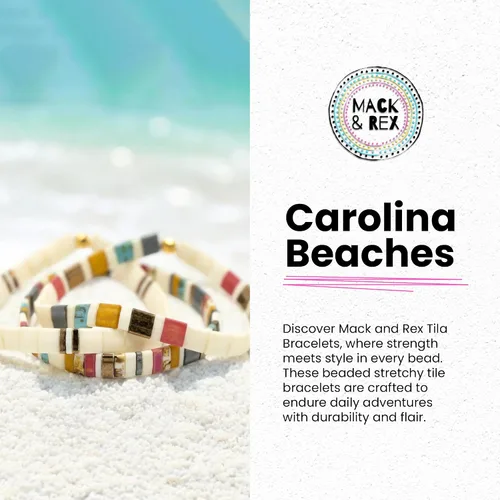 Miniatura 3 de Mack and Rex - Pulseras de Tila (Carolina Beaches), duraderas e impermeables, elásticas, ligeras y cómodas, ideales para usar en capas, pulseras