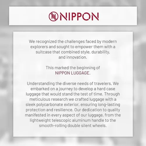 Miniatura 7 de NIPPON Luggage Nomad - Maleta giratoria rígida con ruedas para mujeres y hombres, rodillo de carcasa dura de viaje, ultra fuerte y duradero