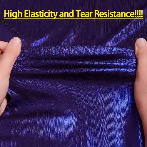 Miniatura 2 de Tela de Punto Acanalado Metálico Suave, Brillante y Elástica de 60 Pulgadas de Ancho con Brillo Metálico para Vestido de Baile, Disfraz, Vestido
