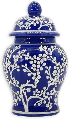Miniatura 16 de Galt International Tarro de jengibre de cerámica de 8 pulgadas con tapa, tarro de porcelana de estilo clásico chino para almacenamiento de té