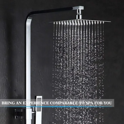Miniatura 7 de Voolan - Regadera tipo lluvia, regadera de alta presión de acero inoxidable 304, experiencia de baño relajado incluso con bajo flujo de agua y Cromo