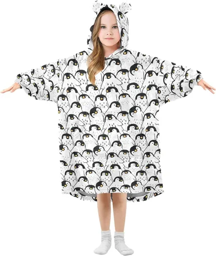 Miniatura 20 de Mantas portátiles para niños, súper suaves, cálidas y acogedoras, sudadera con capucha de gran tamaño, regalos para niños de 3 a 14 años, niñas