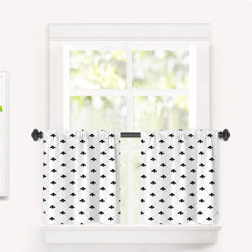 Miniatura 190 de Cortinas opacas de poliéster multicapa para cafetería, con diseño de diamantes, 2 unidades, 26 x 24 pulgadas