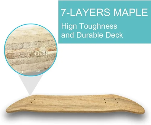Miniatura 3 de Beipoo Tablas de patineta en blanco de 31 x 8 pulgadas, natural, patineta de doble cola de arce de 7 capas, ideal para reemplazo y pintura artística