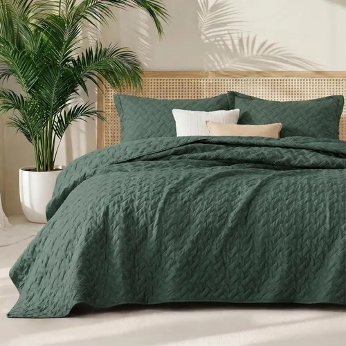 Miniatura 24 de Bedsure Colchas de tamaño Queen: colchas ligeras tamaño Queen con patrón de tejido de canasta, ropa de cama suave, colcha de edredón gris claro