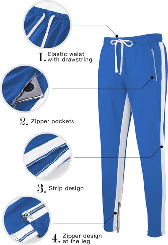 Miniatura 5 de JMIERR Pantalones deportivos para hombre con bolsillos con cremallera, pantalones deportivos ajustados para gimnasio, correr, entrenamiento
