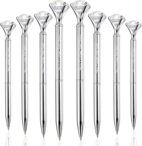 Miniatura 14 de Personalizado 20 Piezas Big Diamond Pen Rhinestones Crystal Metal Bolígrafo Promocional Tinta Negra