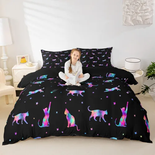 Miniatura 38 de Funda de edredón con estampado de extraterrestre, juego de ropa de cama de nave espacial para niños y niñas, decoración de habitación