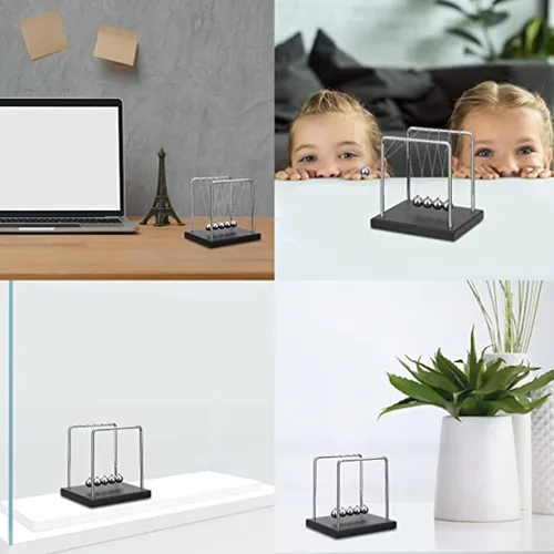 Miniatura 3 de Péndulo de equilibrio oscilante, cuentas grandes, bolitas de equilibrio de cuna, juguetes de escritorio, hierro forjado, ciencia física, péndulo