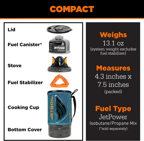 Miniatura 7 de Jetboil Estufa portátil de ebullición rápida para acampar y mochilero con encendido automático de 1 paso, quemador de propano/isobutano con taza