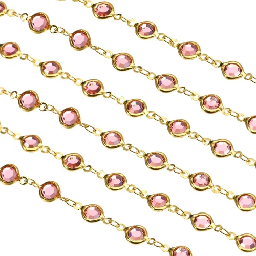 Miniatura 22 de uxcell Cadena de diamantes de imitación blancos de 2 yardas a granel con cadena de latón chapada en plata para hacer joyas, manualidades, pulseras