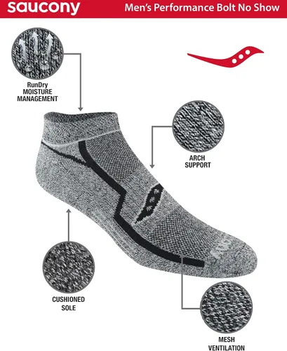 Miniatura 2 de Saucony Men's Bolt Rundry Performance No-Show Multi-Pack Socks