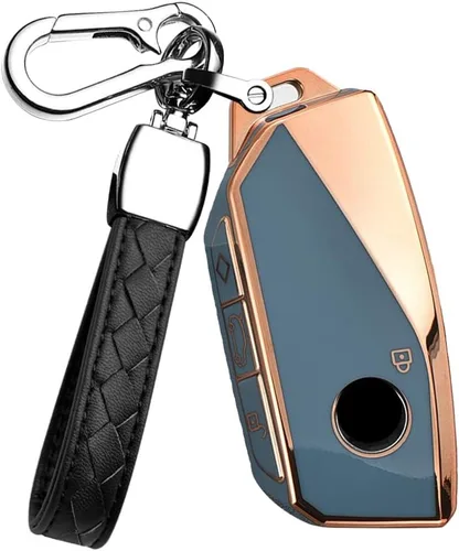 Miniatura 11 de Funda para llavero para BMW Serie 7 X7 IX i7 XM 760i 2023 para BMW IX Accesorios con llaveros Smart Remote Auto Key Llavero de cuero (negro)