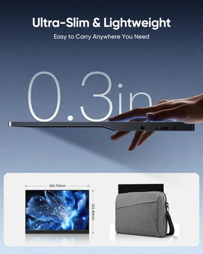 Miniatura 5 de CJkao Monitor portátil de 15.6 pulgadas FHD 1080P USB-C y HDMI pantalla IPS ultradelgada con cubierta inteligente, altavoces duales, HDR, cuidado