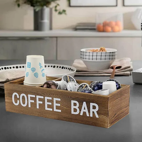Miniatura 9 de ELLDOO Caja de almacenamiento para cápsulas de café con rejillas extraíbles, organizador de estación de café para taza K, accesorios de café