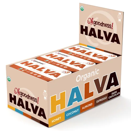 Miniatura 13 de OhGoodness! Halva de miel orgánica, paquete de 3, solo dos ingredientes simples, aperitivo y postre para derretir en la boca, golosina endulzada