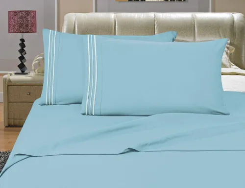 Miniatura 2 de Elegance Linen Juego de sábanas de 1500 hilos tamaño California King, sedosas, suaves, lujosas, de 4 piezas, bolsillo profundo de hasta 16 pulgadas