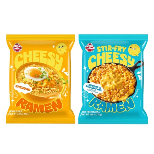 OTOKI Paquete variado de ramen con queso, sabor cheddar (fideos de sopa no picantes) y sabor cheddar y mascarpone (fideos salteados), ramen