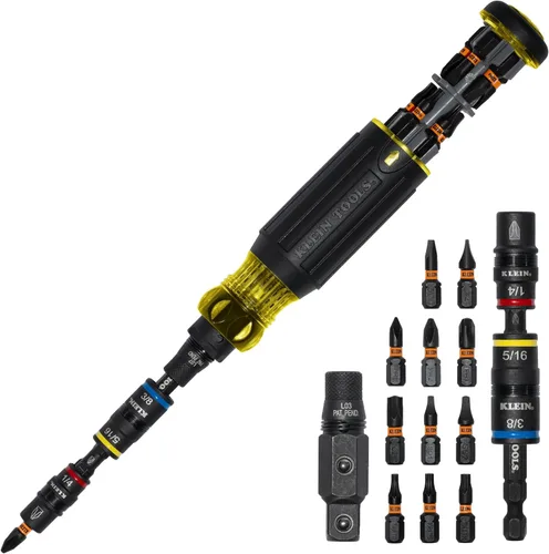 Klein Tools 32517HD KNECT 17 en 1 destornillador híbrido con clasificación de impacto/destornillador de tuercas, magnético, enchufe abatible, 11
