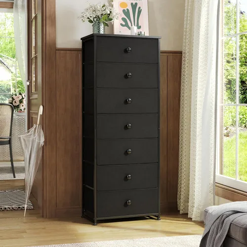 Miniatura 2 de Crestlive Products Cajonera alta, torre de almacenamiento de 7 cajones de tela, cómodas - Unidad organizadora vertical para dormitorio, pasillo