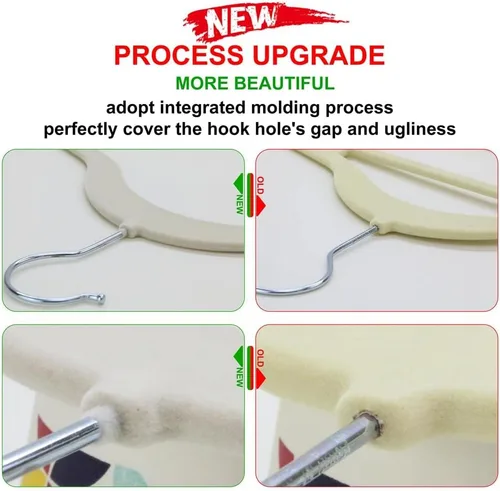 Miniatura 4 de Paquete de 50+10 perchas de terciopelo antideslizantes para ropa para trajes, perchas para ahorrar espacio de 15-20 libras, perchas resistentes
